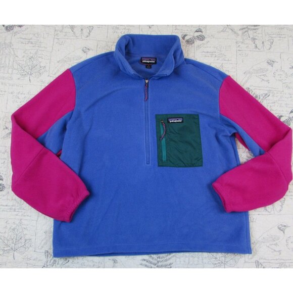EUC Patagonia Microdini women’s Fleece 1/2 Zip Pullover purple pink green L - Picture 3 of 6